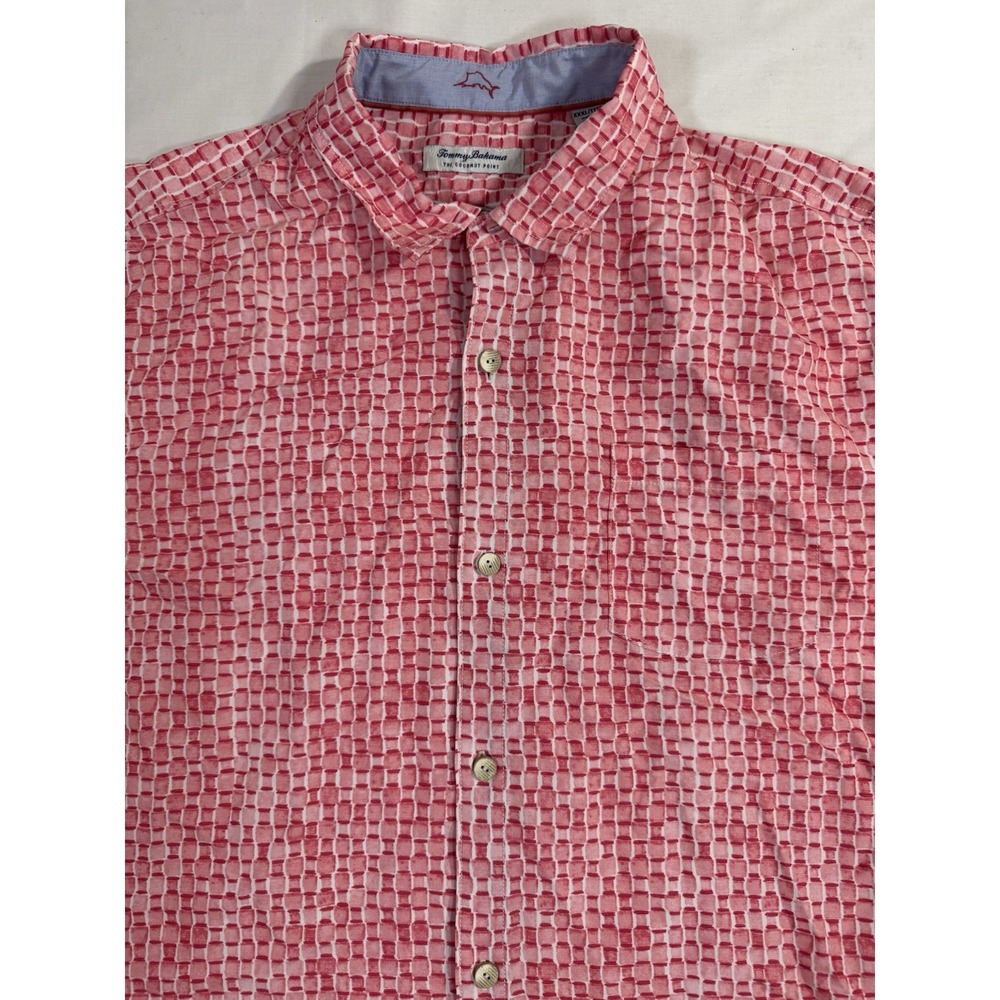 Tommy Bahama Coconut Point Shirt Mens 3XL Pink Short Sleeve Button Up Silk Feel